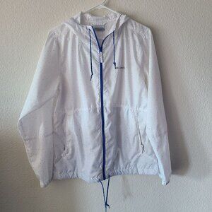 Columbia Womens White Polka Dot Windbreaker Jacket Size M